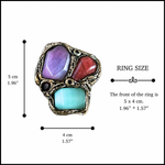 Chrysoprase Cherry Quartz and Chalcedony Statement Ring -  Oversized Chunky Cocktail Ring