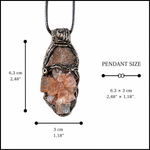 Sunstone and Aragonite cluster pendant necklace with natural raw crystals, handcrafted one-of-a-kind gemstone amulet for joy and grounding.