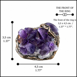 Raw Amethyst Druzy Cluster Geode Ring, Large Stone Cocktail Ring
