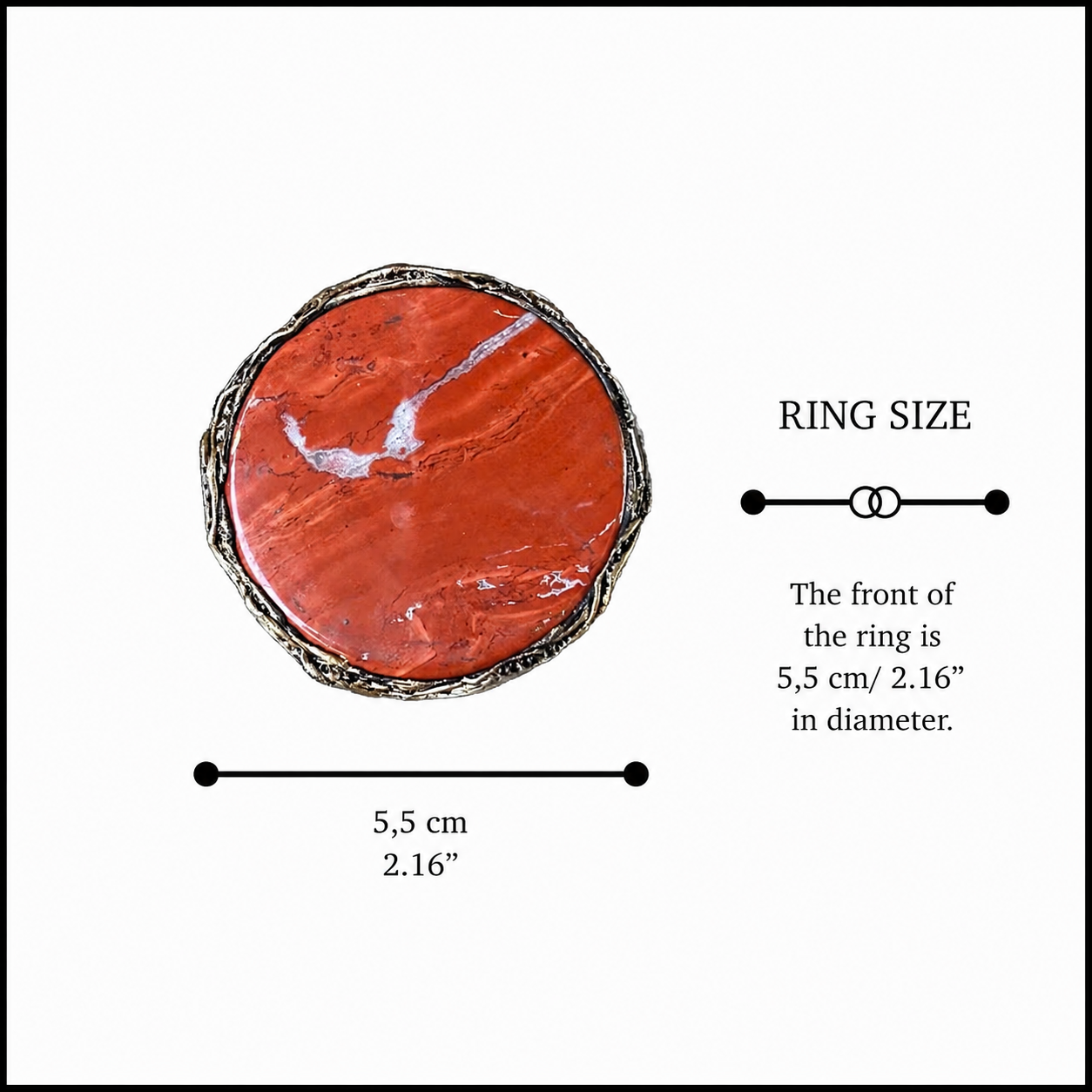 Red Jasper Statement Ring – Huge Oversized Round Stone Cocktail Ring