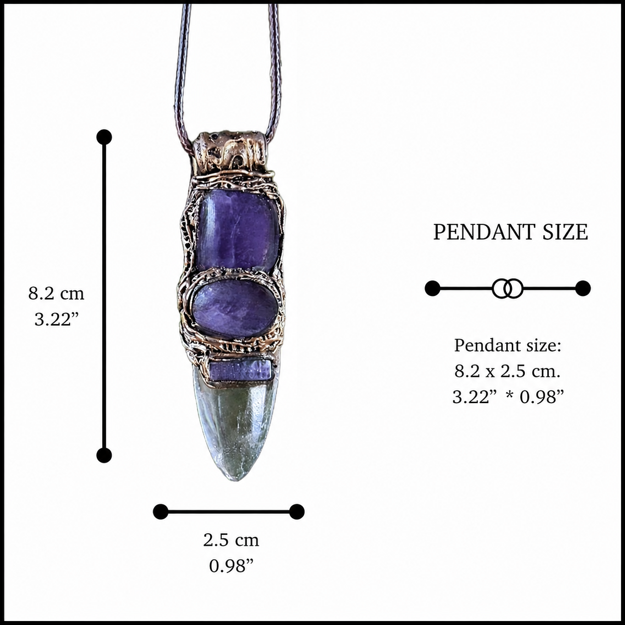 Clear Quartz and Amethyst Pendant Necklace -  Empath Protection Crystal Amulet