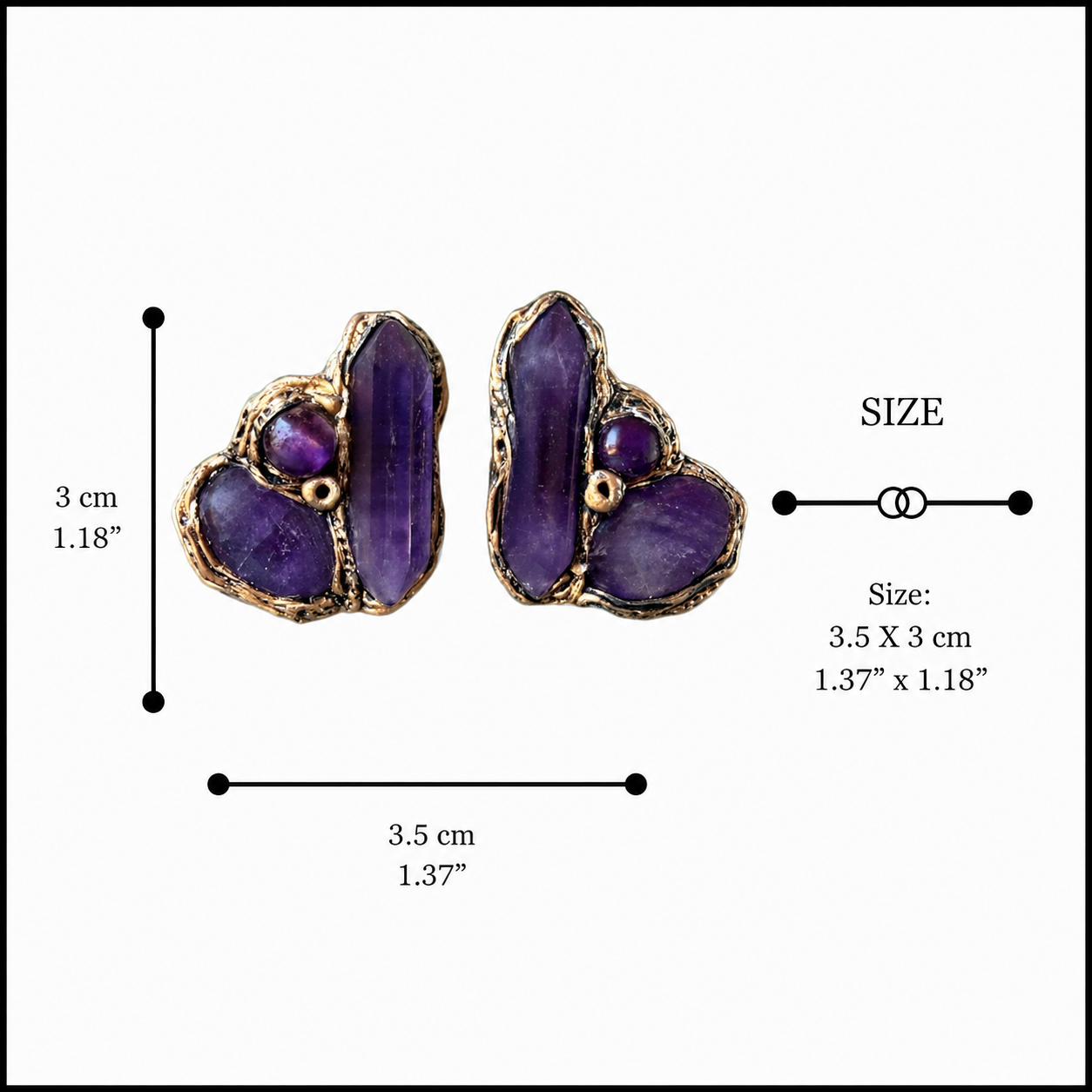 Amethyst Crystal Stud Earrings – Purple Gemstone Statement Earrings