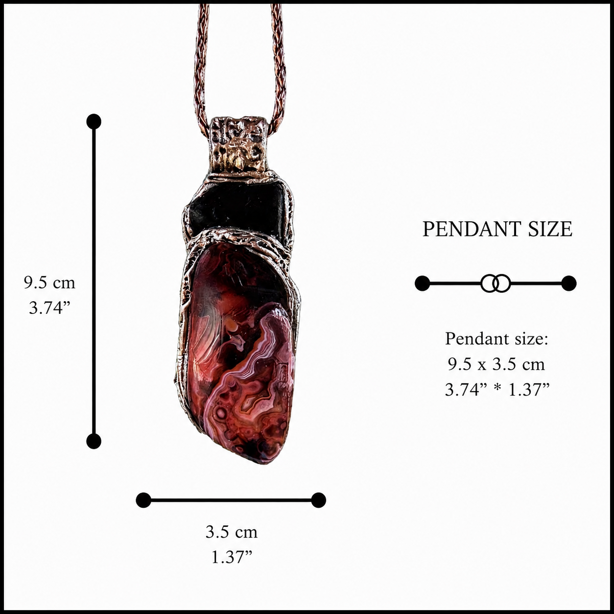 Sardonyx and Obsidian pendant necklace with natural red and black stones, handcrafted protection crystal amulet.