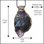 Black Kyanite & Amethyst Empath protection amulet necklace.