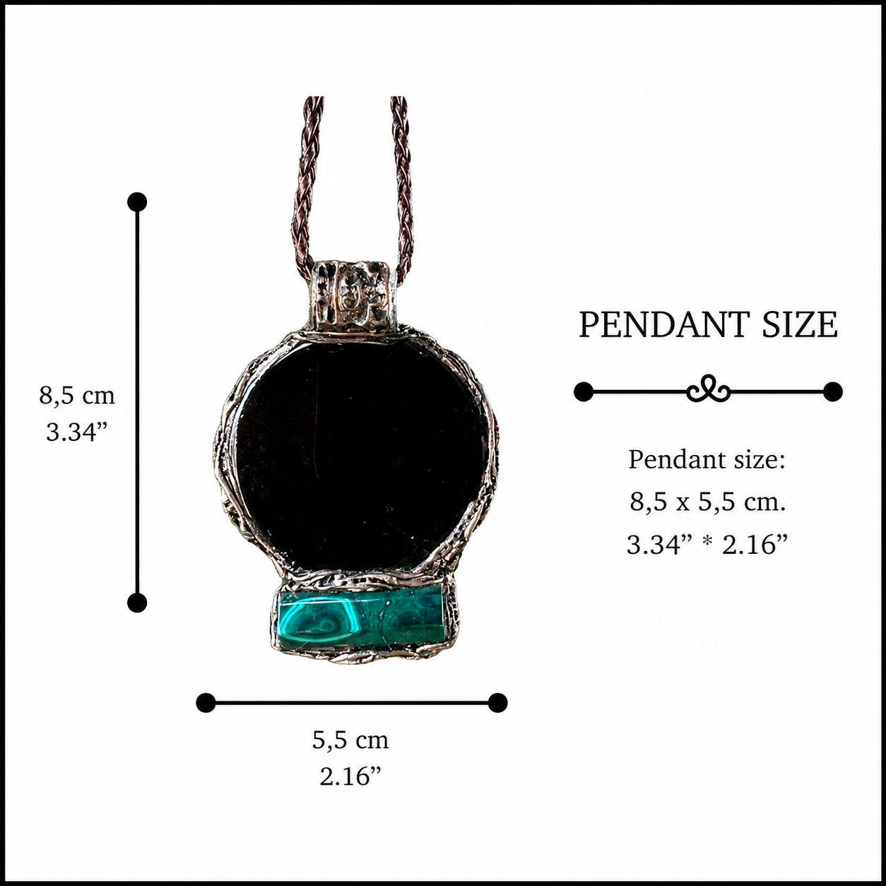 Empath Protection Amulet Necklace with Obsidian and Malachite