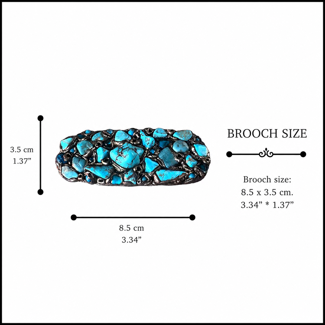 Extra Large Turquoise Statement Brooch -  Contemporary Oversized Cluster Pin
