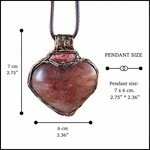 Golden Healer Quartz and Sunstone heart pendant necklace, radiant healing crystal amulet.