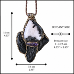 Black Kyanite & Tourmaline Quartz pendant necklace with natural raw crystals. A one-of-a-kind empath protection amulet for grounding and clarity.