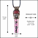 Rhodonite & Cherry Quartz Crystal Amulet - Pink Stone Pendant Necklace.