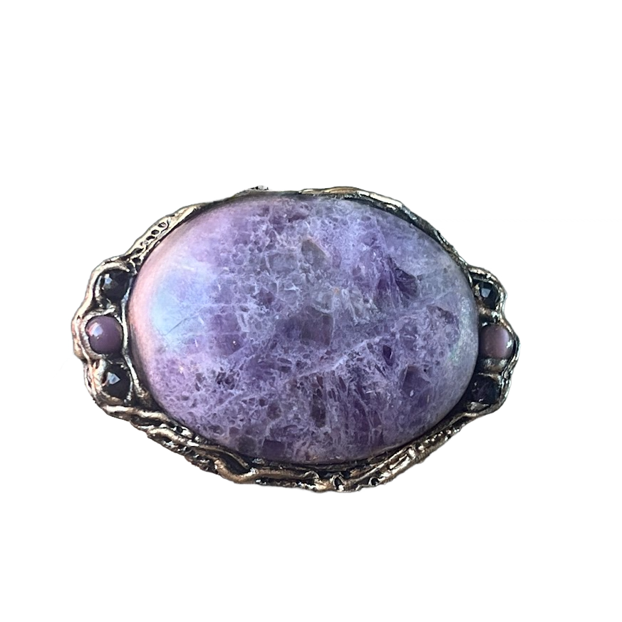 Chunky Purple Charoite Ring - Statement Gemstone Cocktail Ring