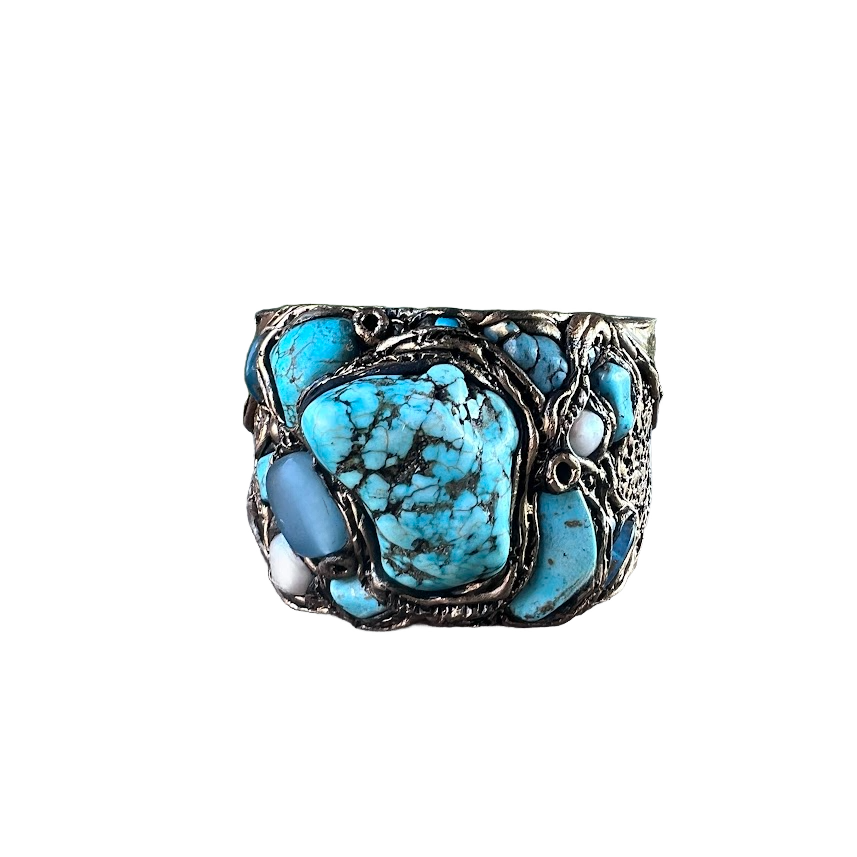 Turquoise bracelet, gemstone Boho cuff