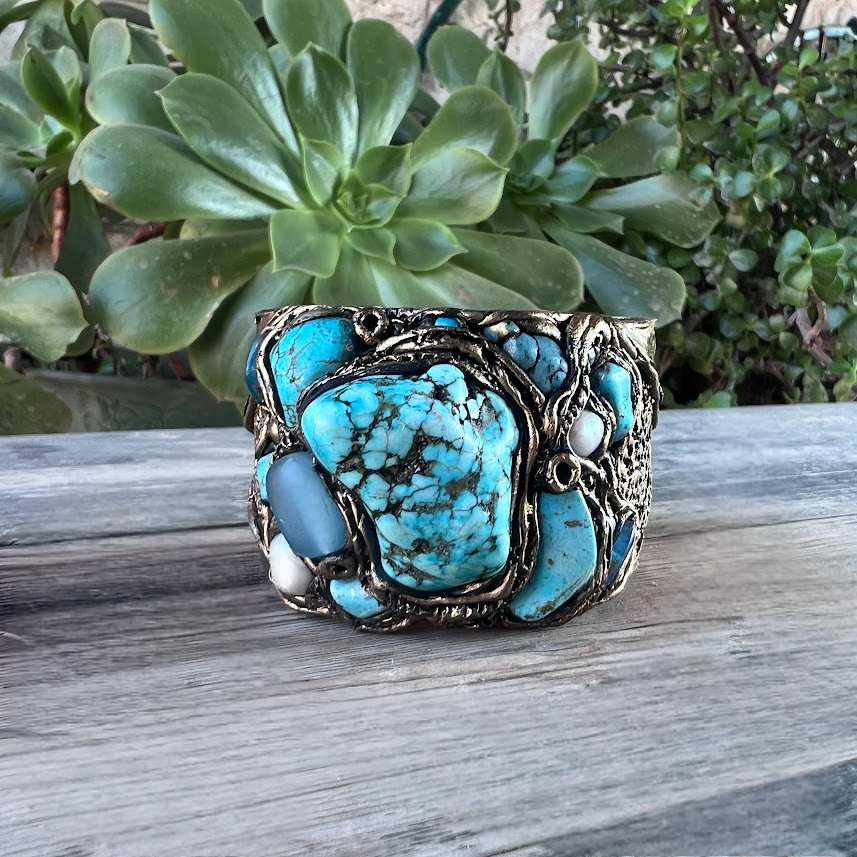 Turquoise bracelet, gemstone Boho cuff