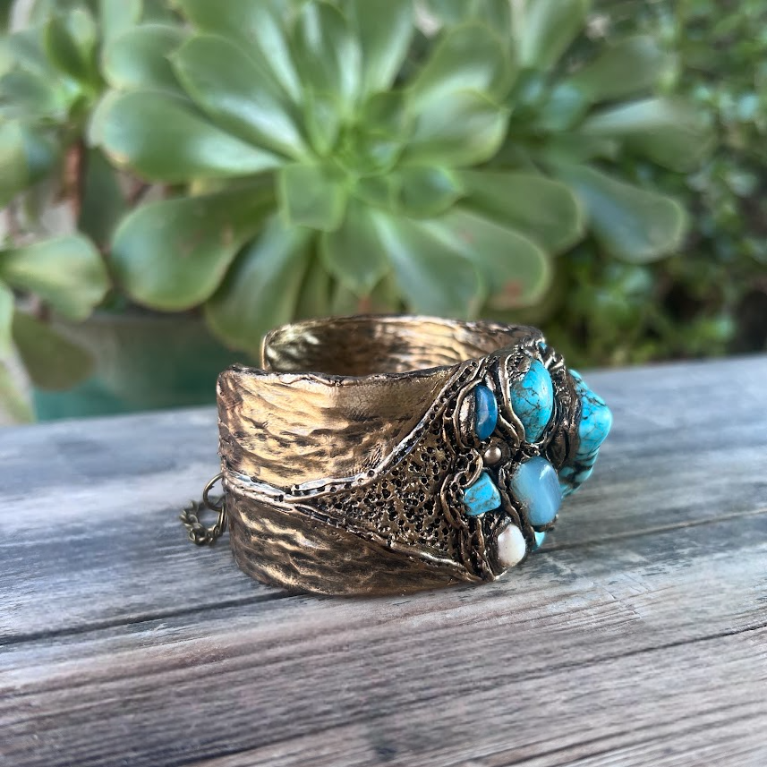 Turquoise bracelet, gemstone Boho cuff