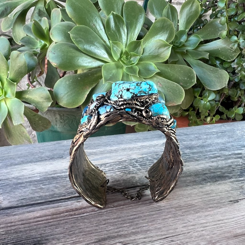 Turquoise bracelet, gemstone Boho cuff