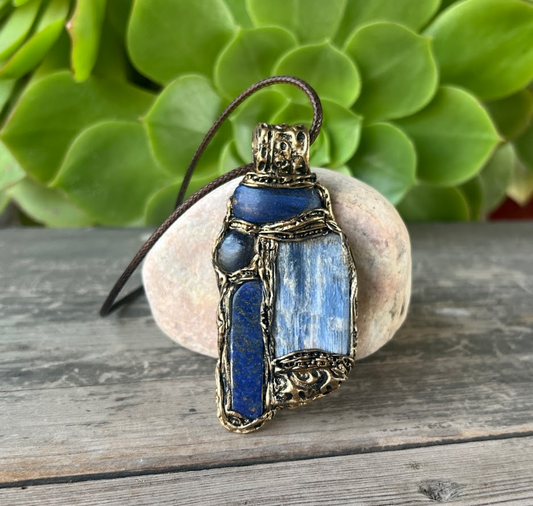 Blue Crystal Necklace with Kyanite, Sodalite & Lapis Lazuli