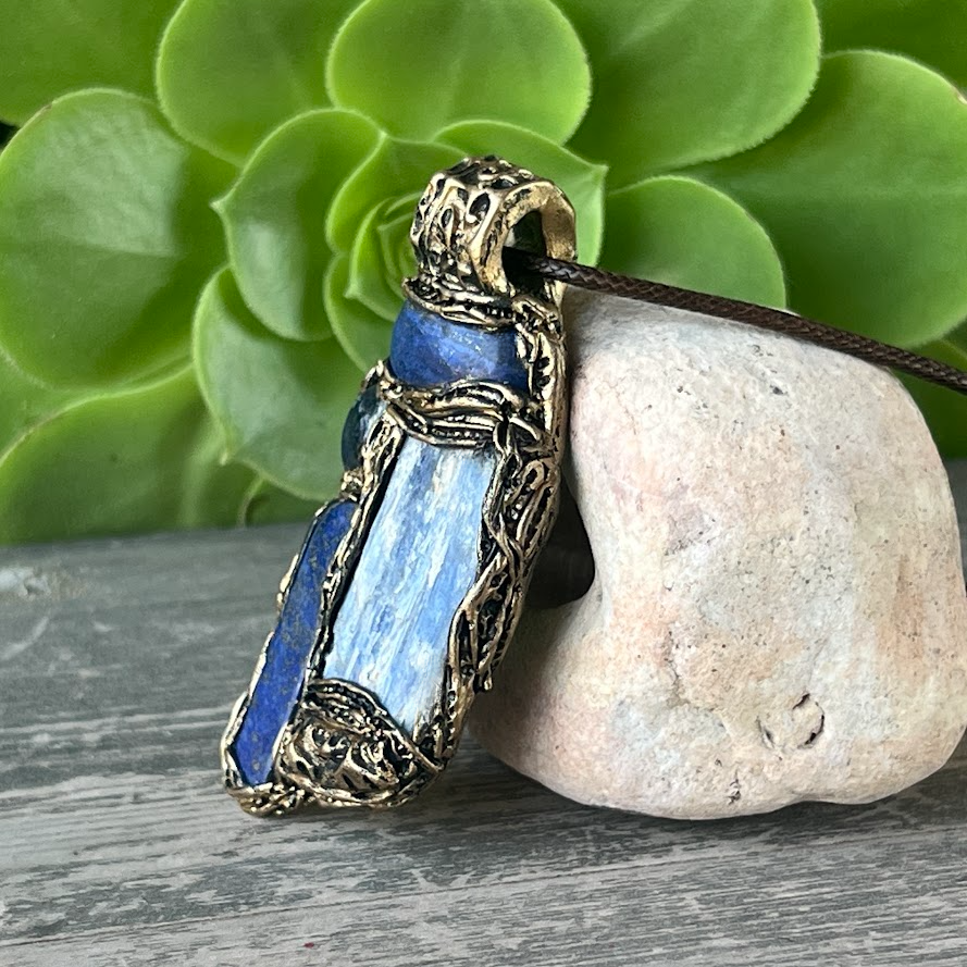 Blue Crystal Necklace with Kyanite, Sodalite & Lapis Lazuli