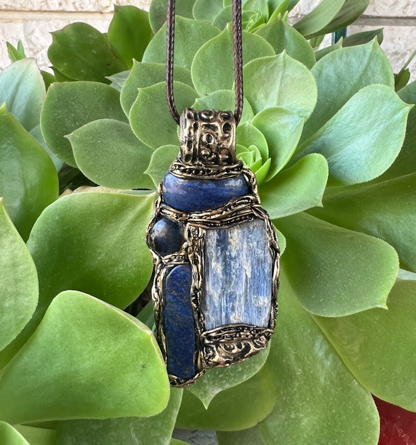 Blue Crystal Necklace with Kyanite, Sodalite & Lapis Lazuli