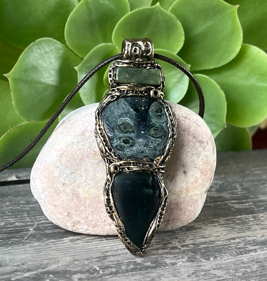 Jade & Star Galaxy Jasper Necklace - Boho Unique Gift for Her