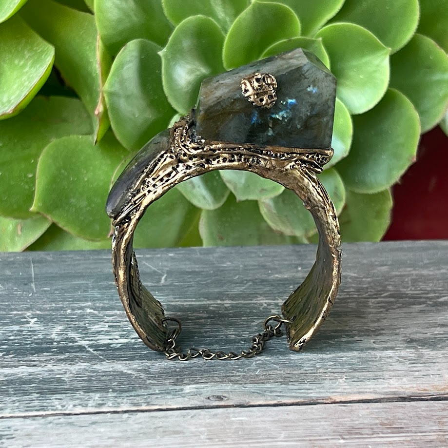 Chunky Labradorite Cuff Bracelet - Statement Gemstone Jewelry