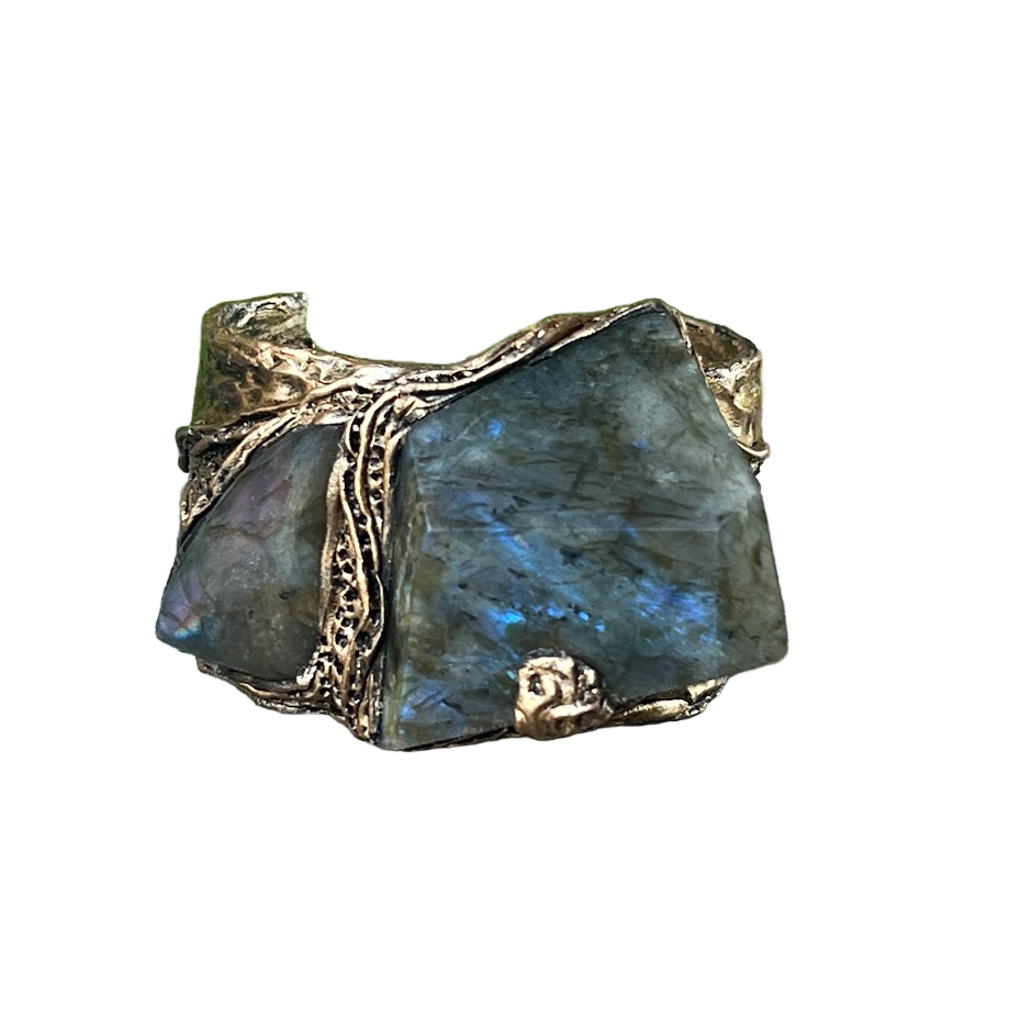 Chunky Labradorite Cuff Bracelet - Statement Gemstone Jewelry