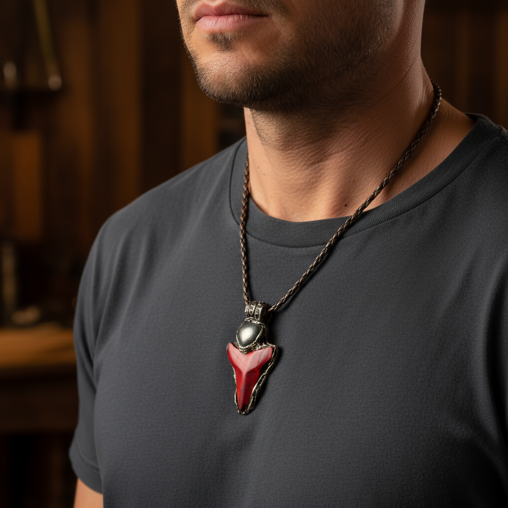 Gold Pyrite & Red Jasper Pendant Necklace – Statement Gemstone Jewelry – Abundance & Prosperity Crystal Amulet