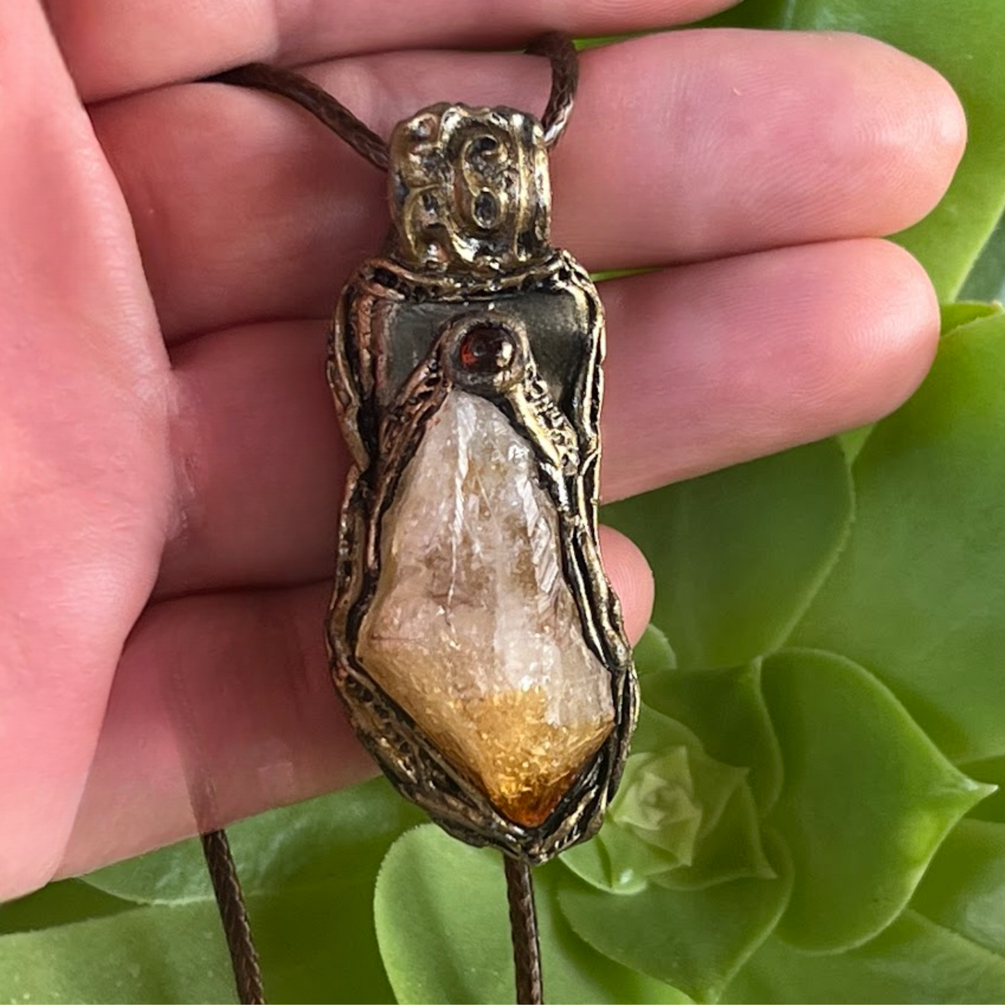 Citrine & Pyrite Protection Pendant Necklace