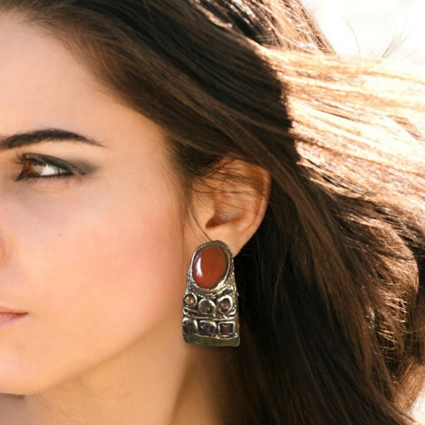 Bold Statement Carnelian Ring - Chunky Gemstone Oversized Cocktail Ring