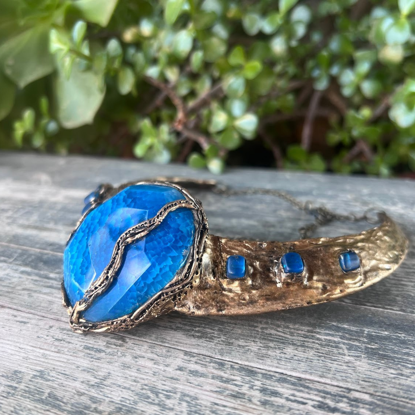 Blue Agate Wide Choker – Chunky Statement Necklace for Special Events