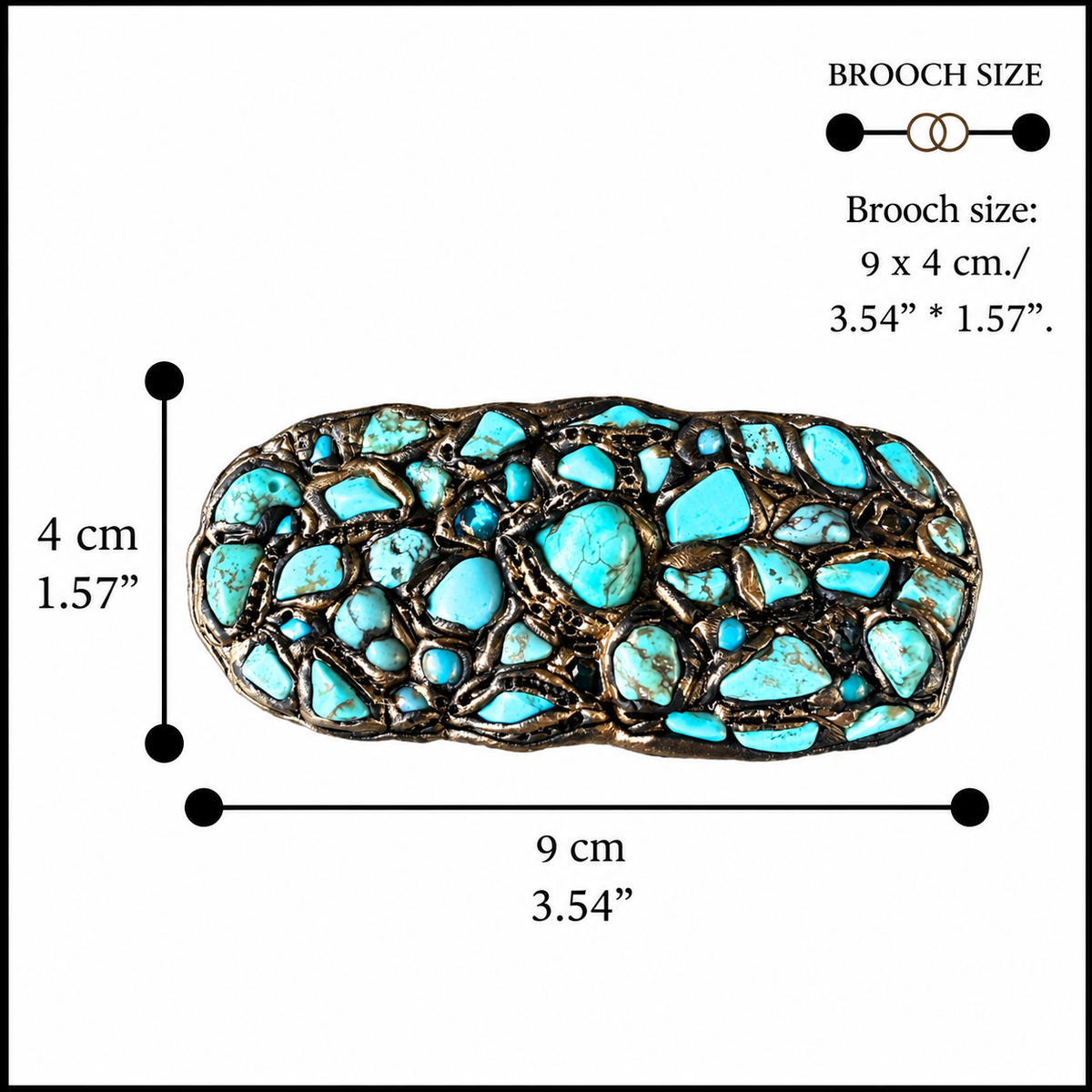 Extra Large Turquoise Statement Brooch -  Contemporary Oversized Cluster Pin