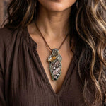 Citrine, Pyrite & Turritella Agate Necklace – Amulet for Abundance and Stability