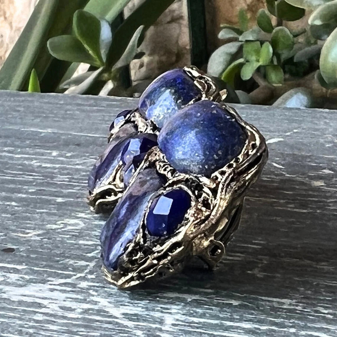 Lapis Lazuli Blue Clip on Earrings