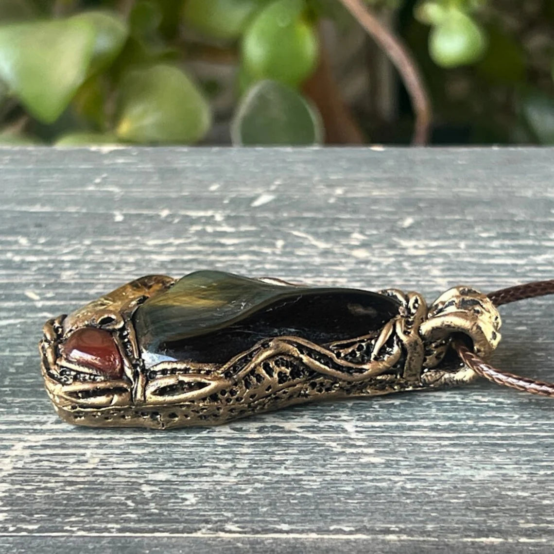 Tigers Eye Carnelian Citrine Necklace - Healing Crystal Pendant