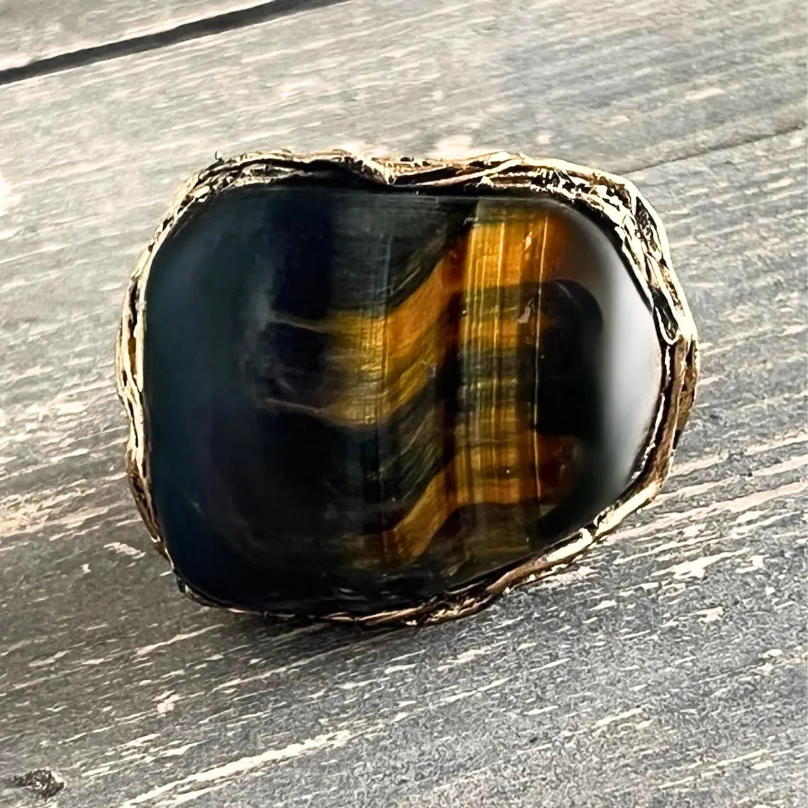 Statement Tiger Eye Ring - Chunky Gemstone Jewelry for Her