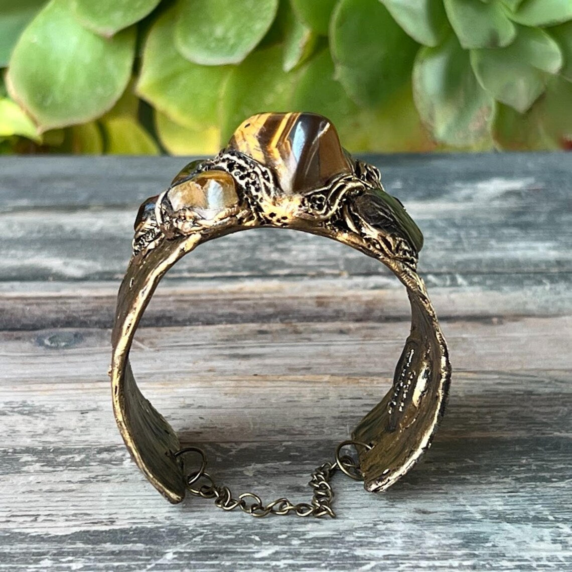 Tiger Eye & Citrine Bracelet - Statement Gemstone Cuff