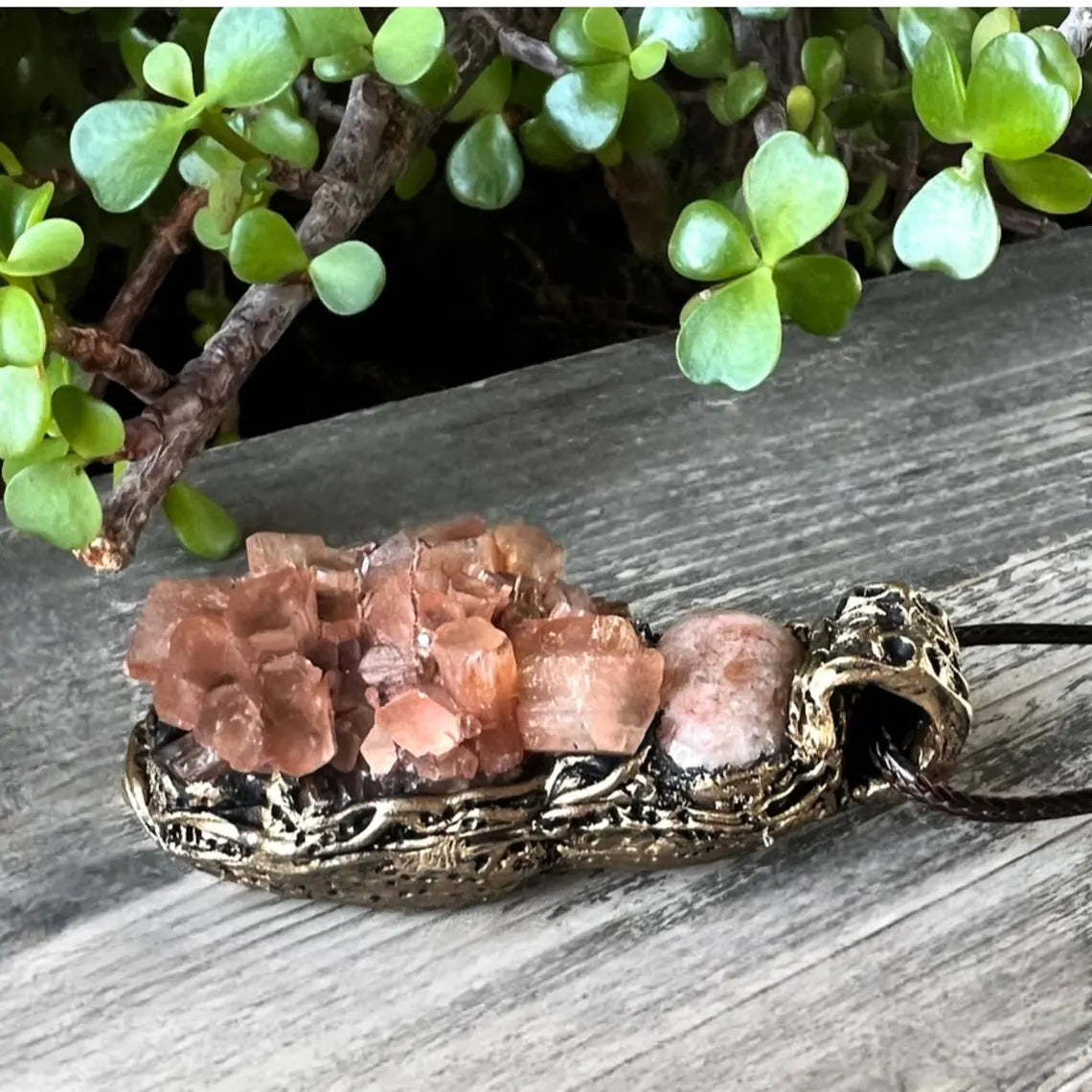 Sunstone & Aragonite Gemstone Necklace - Healing Crystal Pendant