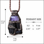 Raw Amethyst and Black Tourmaline Protection Amulet necklace