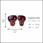 Natural Carnelian large clip-on statement earrings with bold orange-red gemstones.