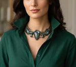 Labradorite and Prehnite Chunky Choker Necklace Statement Special Event Jewelry