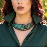 Chunky Green Gemstone Choker Collar Necklace | Aventurine and Buddstone Jewelry