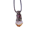 Citrine & Carnelian Pendant Necklace - Raw Crystal Amulet.