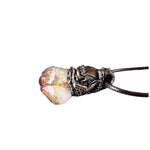 Citrine & Carnelian Pendant Necklace - Raw Crystal Amulet.