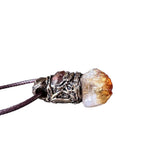Citrine & Carnelian Pendant Necklace - Raw Crystal Amulet.
