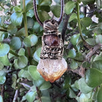 Citrine & Carnelian Pendant Necklace - Raw Crystal Amulet.