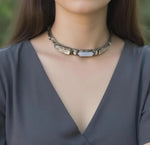 Mother of Pearl Statement Choker Necklace with Quartz & Baroque Pearls