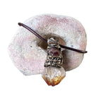 Citrine & Carnelian Pendant Necklace - Raw Crystal Amulet.