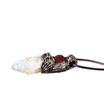 Natural Citrine & Carnelian Pendant Necklace – Large Raw Crystal Amulet.