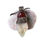 Natural Citrine & Carnelian Pendant Necklace – Large Raw Crystal Amulet.