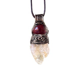 Natural Citrine & Carnelian Pendant Necklace – Large Raw Crystal Amulet.