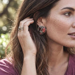 Cherry Quartz Crystal Earrings – Pink Stone Cluster Stud Earrings