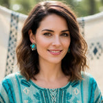 Turquoise & Amazonite Multi Stone Earrings - Blue Green Statement Stud Earrings